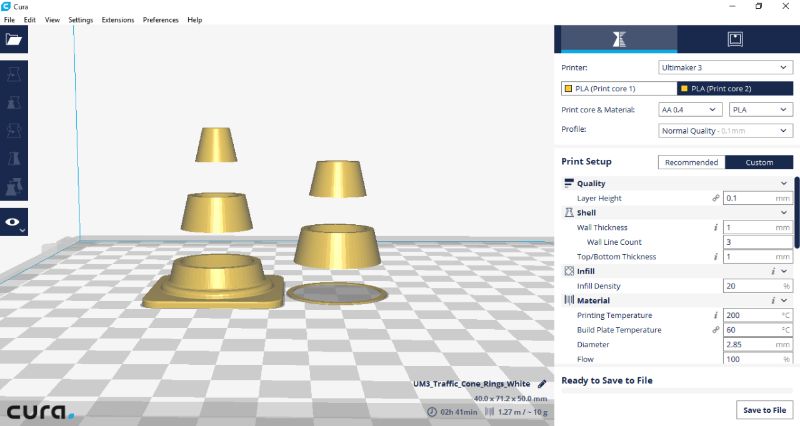 Stap 2, laad de twee STL bestanden in Cura - Ultimaker 3 - Bits2Atoms