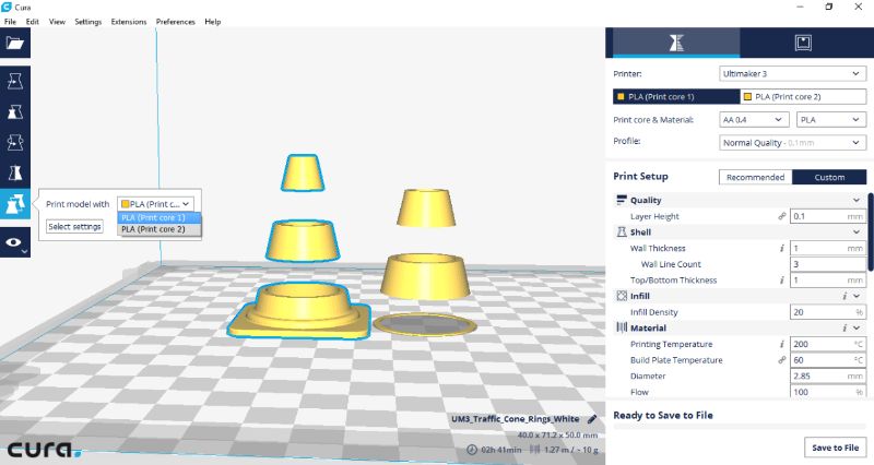 Stap 3, selecteer het deel dat met printcore moet worden geprint - Ultimaker 3 - Bits2Atoms