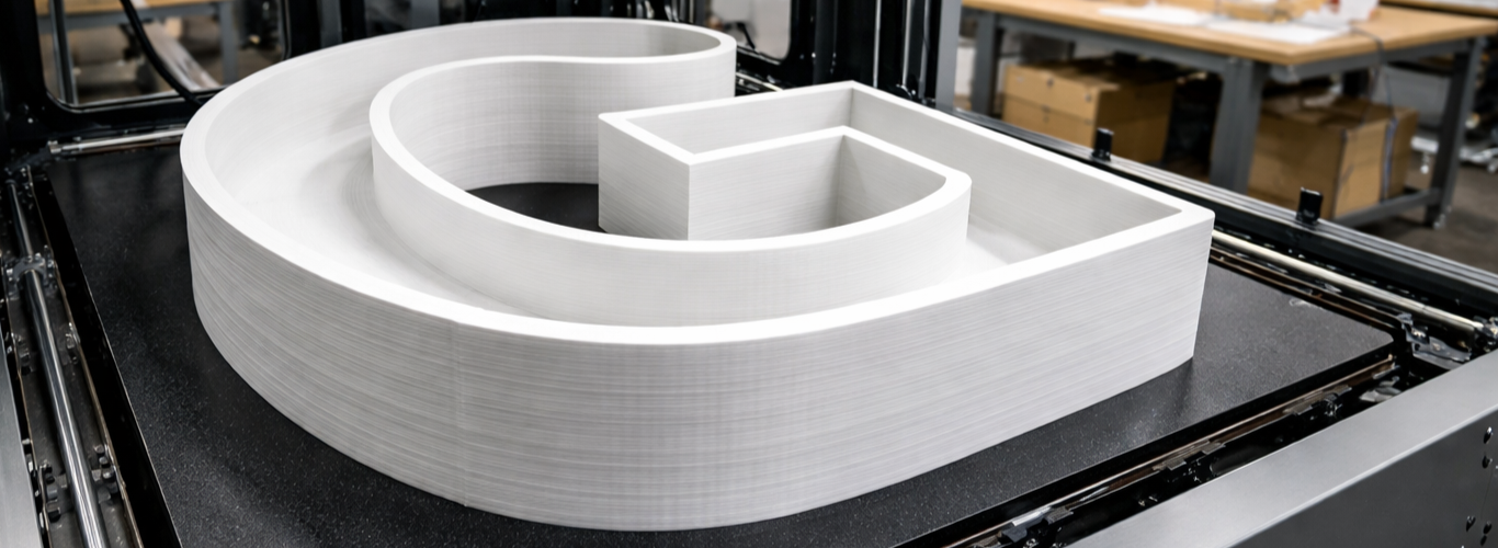 Productie van grootformaat doosletters met 3D-printtechniek binnen signindustrie
