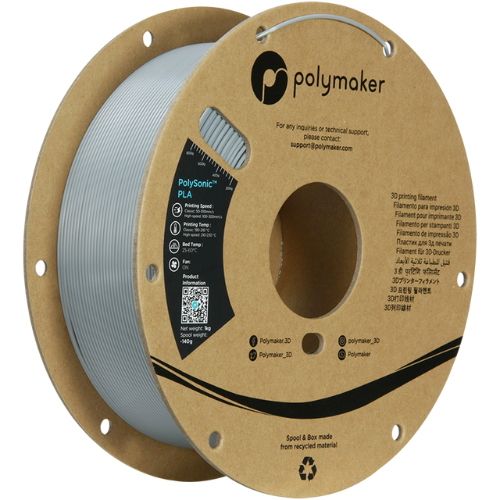 Polymaker PolySonic High Speed PLA Grijs Filament Bits2atoms