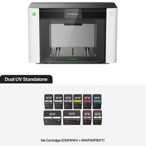xTool O1 Omni Printer Dual UV met CMYKWV en fluorescerende inkten