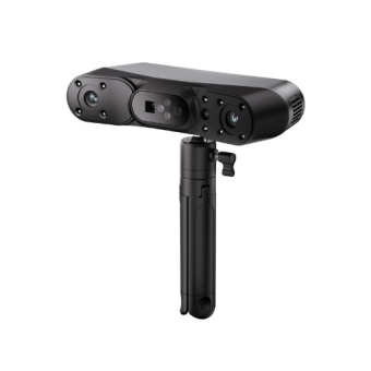 Revopoint POP 4 3D-scanner schuin van voren met ingeklapt statief