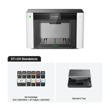 xTool O1 Omni UV&DTG met UV-inkt, DTG-textielinkt en garment tray