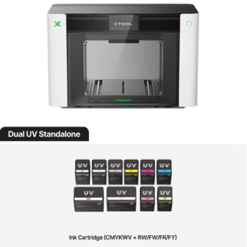 xTool O1 Omni Printer Dual UV met CMYKWV en fluorescerende inkten