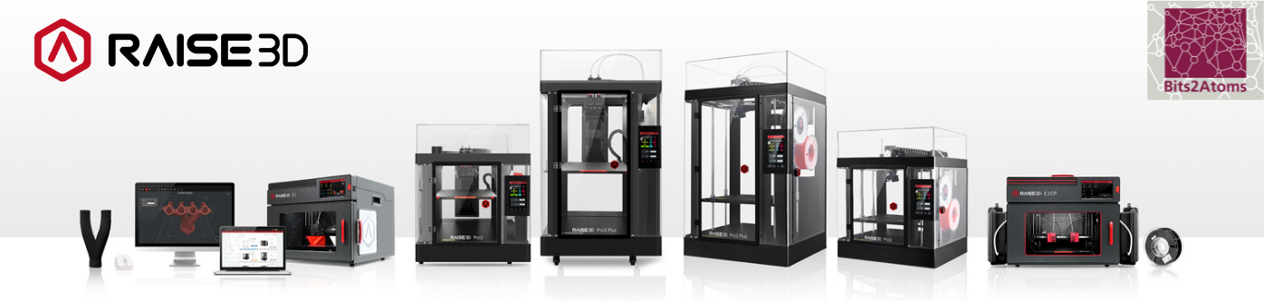 Raise3D professionele 3D-printoplossingen (Pro2, Pro3, E2, E2CF) door Bits2Atoms